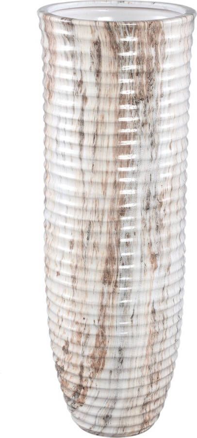 Ptmd Collection PTMD Miami Cream ceramic pot ribbed round L