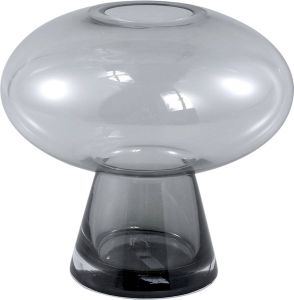 PTMD COLLECTION PTMD Minty Grey glass vase round on foot S