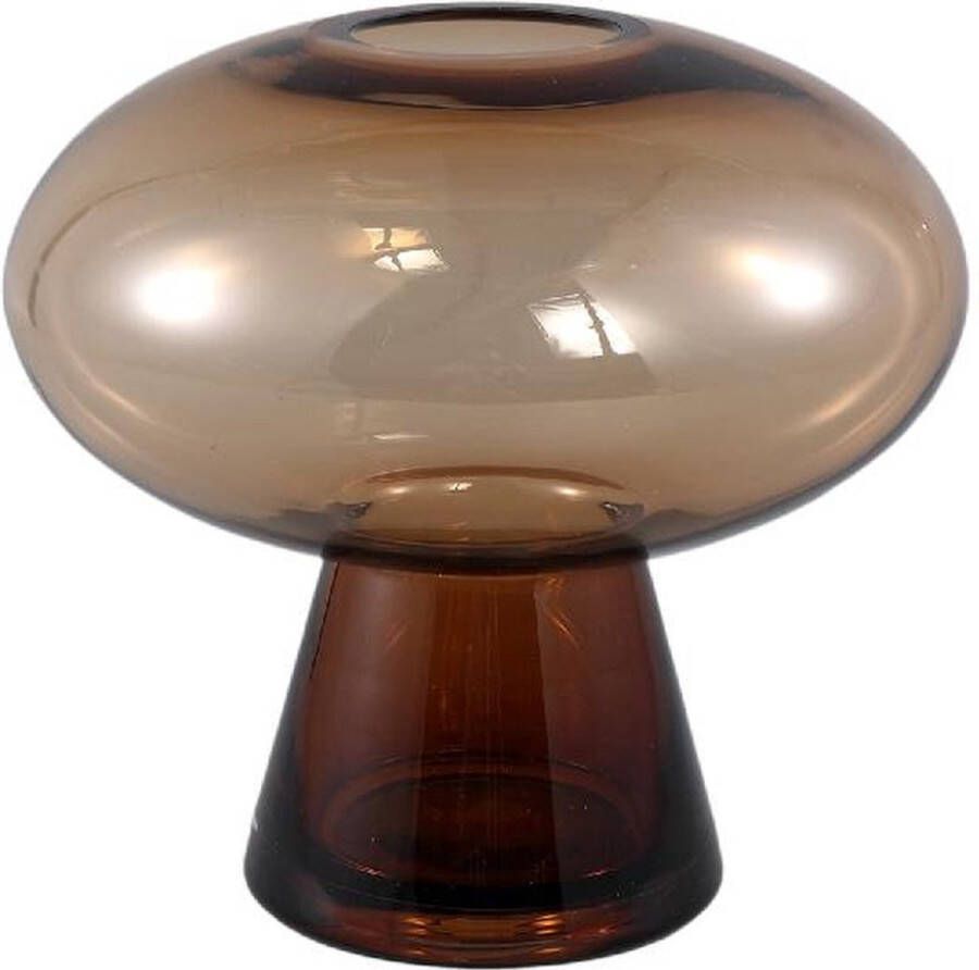 Ptmd Collection PTMD Minty Brown glass vase round on foot M