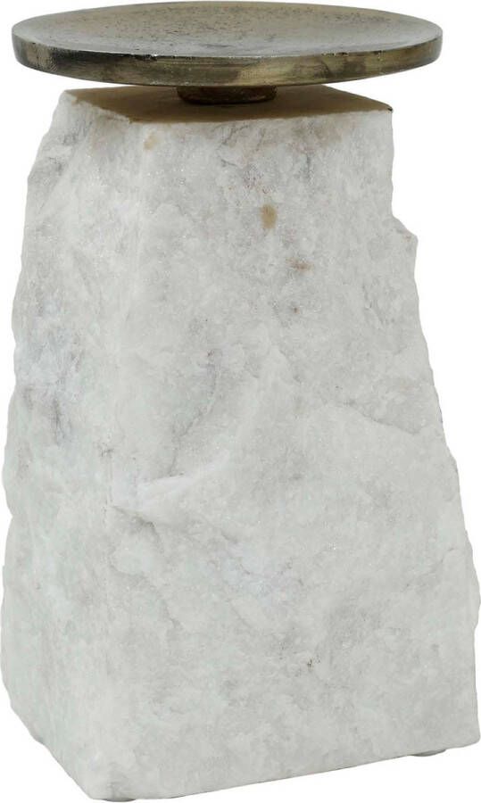 Ptmd Collection PTMD Nimo White Marble candleholder antique gold top L