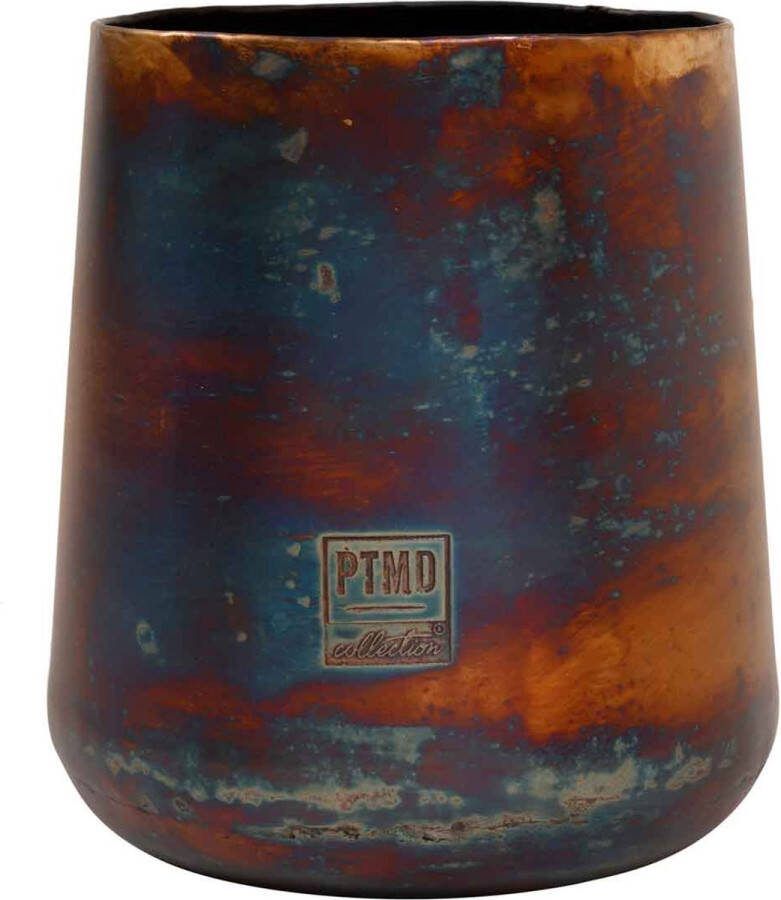 PTMD COLLECTION PTMD Oxton Ronde Bloempot H18 x Ø16 cm Set van 2 Ijzer Zwart