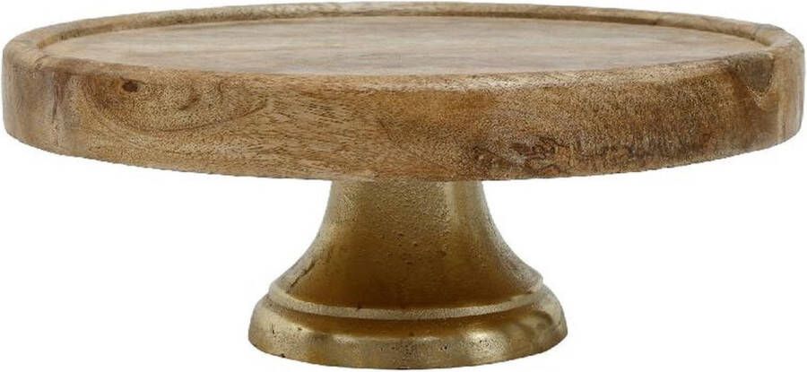 Ptmd Collection PTMD Hannah Brown wooden cake stand on alu base S