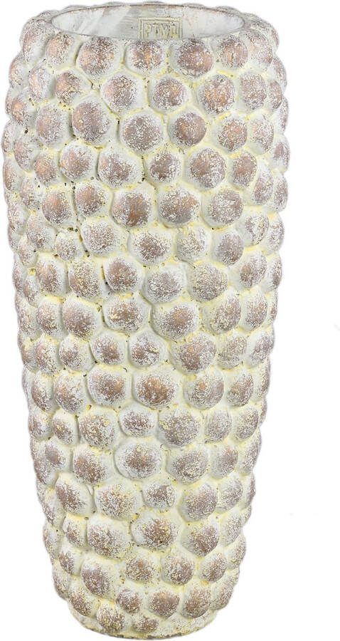 PTMD COLLECTION PTMD Ruis Cream Cement Dotted Pot Round High M