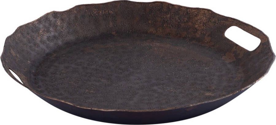 Ptmd Collection PTMD Semin Copper alu round rustic tray wavy edge S