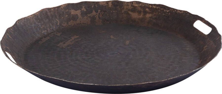 Ptmd Collection PTMD Semin Copper alu round rustic tray wavy edge L