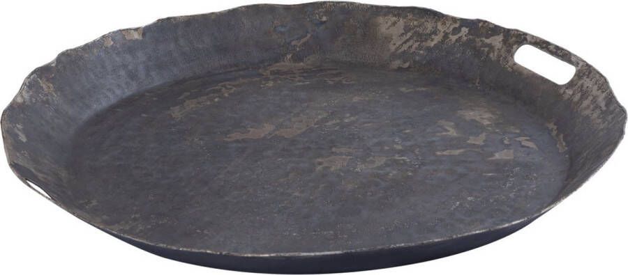 Ptmd Collection PTMD Semin Silver alu round rustic tray wavy edge L