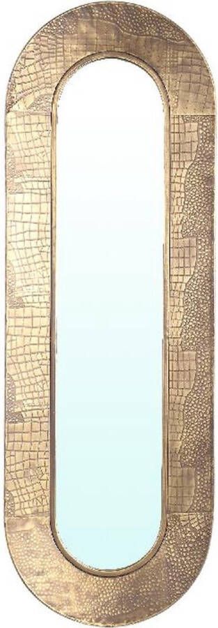Ptmd Collection PTMD Darcio Gold thick iron croco print mirror oval