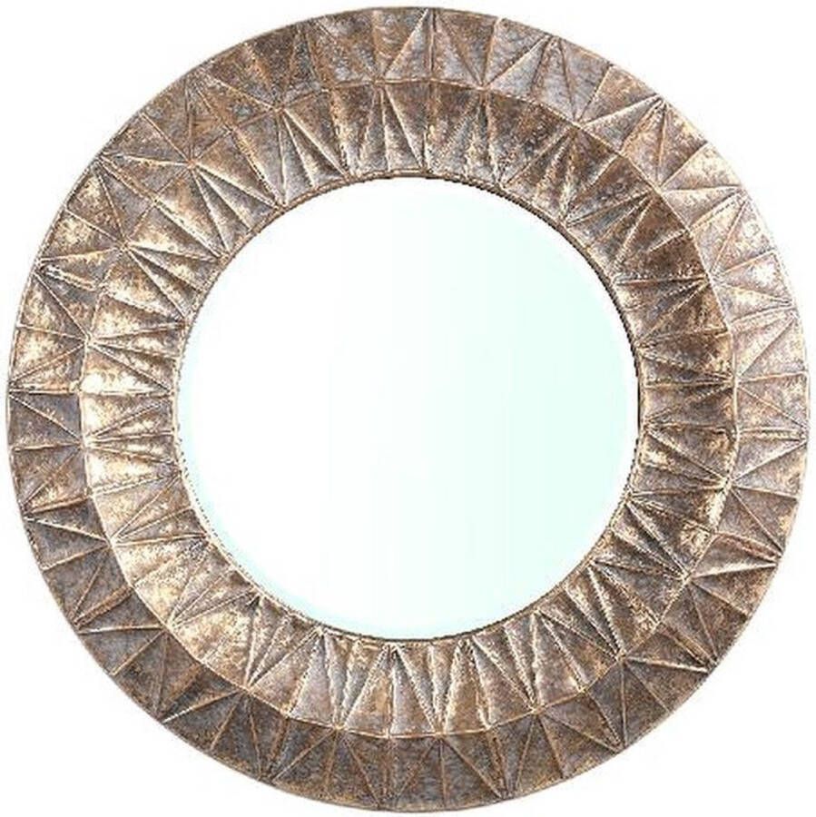 Ptmd Collection PTMD Lorrix Gold iron mirror with lines pattern round