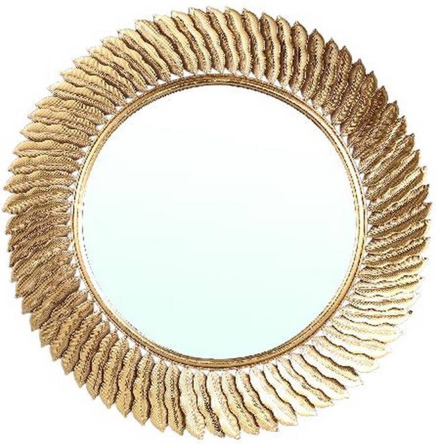 Ptmd Collection PTMD Posh Gold iron mirror leafs frame round