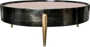 PTMD COLLECTION PTMD Spiegel Salontafel H30 x Ø94 cm Aluminium Zwart