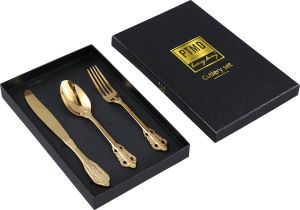 PTMD COLLECTION PTMD Thrust Gold stainless steel cutlery set in giftbox