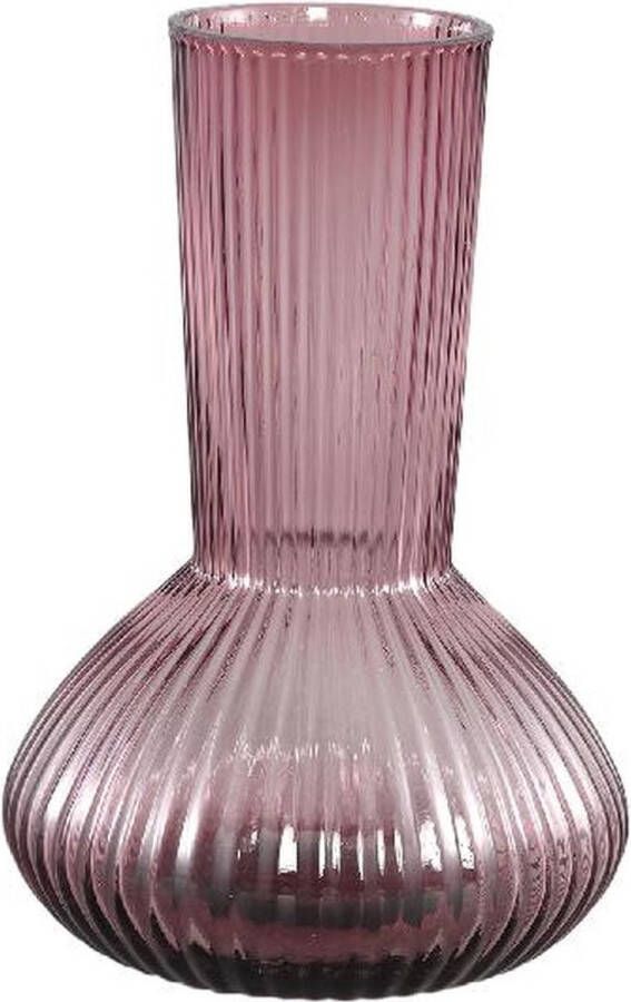 PTMD COLLECTION PTMD Anouk Purple solid glass vase ribbed round low