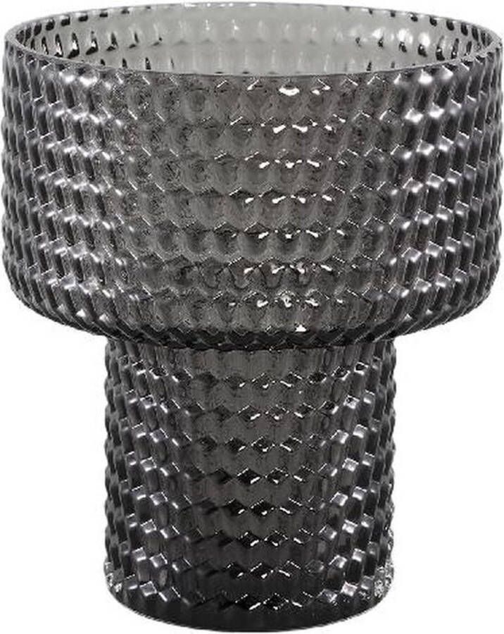 PTMD COLLECTION PTMD Archie Grey solid glass vase on base ribbed
