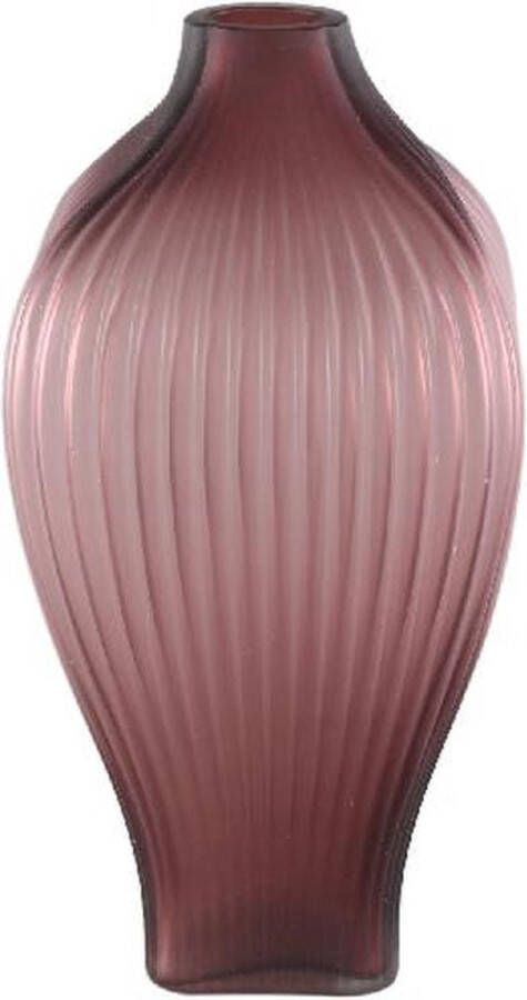 Ptmd Collection PTMD Halde Purple solid glass vase ribbed organic high