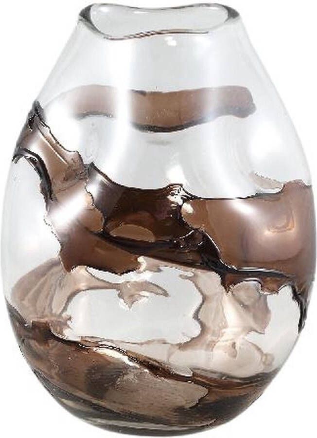 Ptmd Collection PTMD Lisee Brown solid glass vase line frost S