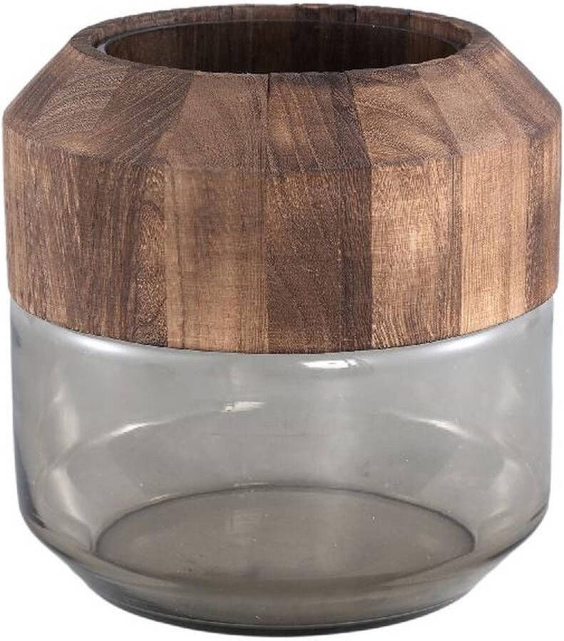 PTMD COLLECTION PTMD Yacin Brown glass vase with wood top L