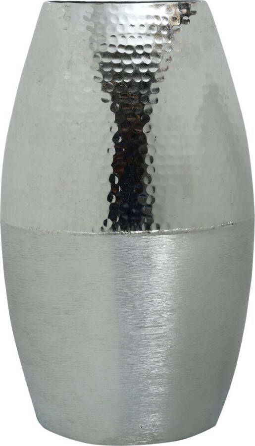 PTMD COLLECTION PTMD Vaas zilver geborsteld met glanzend gehamerd aluminium pot L 44 hoog