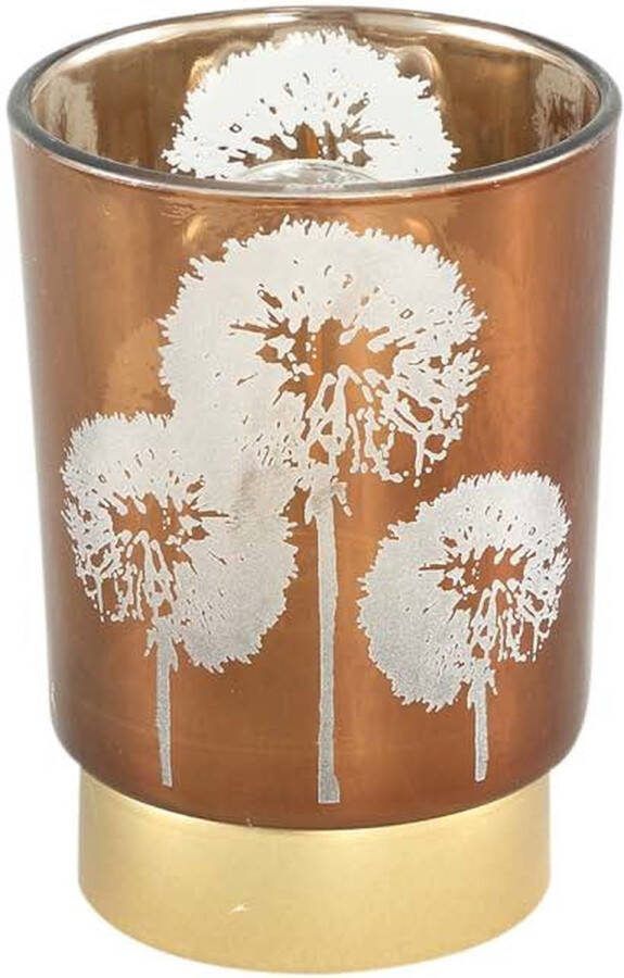 PTMD Collection Ptmd Verdo Rond Windlicht H12 5 X Ø9 Cm Led Glas Koper goud
