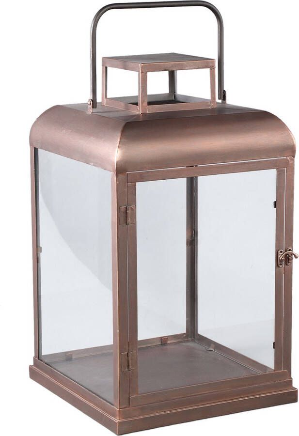Ptmd Collection PTMD Vitoria Copper rectangle iron lantern with glass L