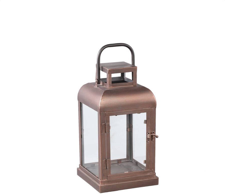 Ptmd Collection PTMD Vitoria Copper rectangle iron lantern with glass S