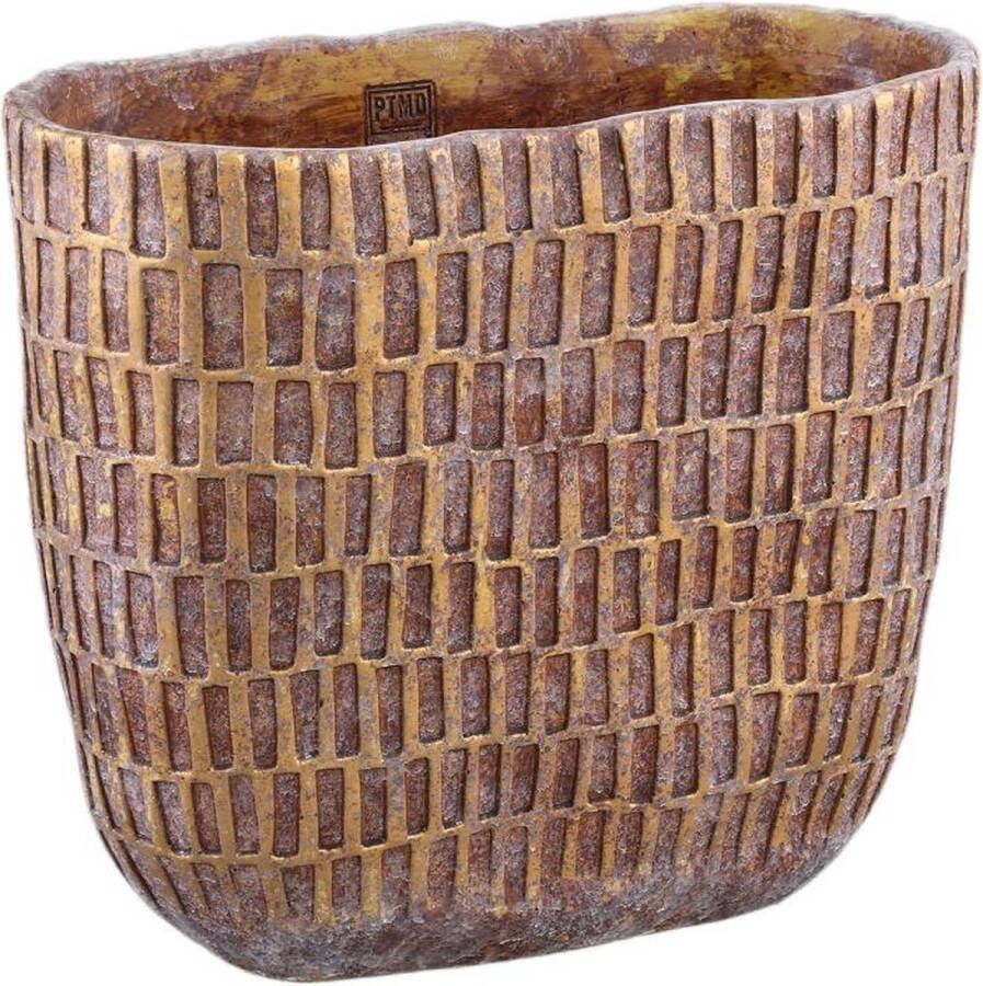 PTMD COLLECTION PTMD Vivienne Brown Cement Oval Pot With Rectangles L