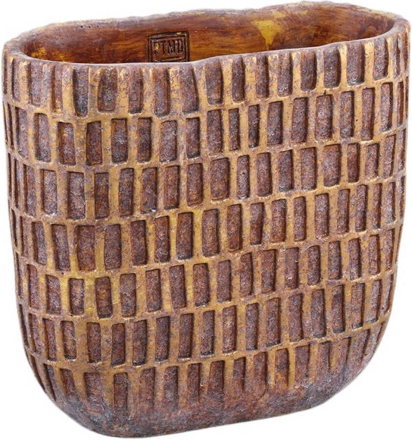 PTMD COLLECTION PTMD Vivienne Brown Cement Oval Pot With Rectangles M