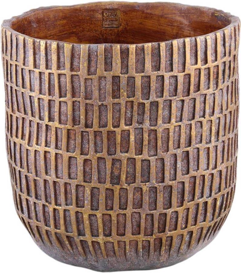 PTMD COLLECTION PTMD Vivienne Brown Cement Round Pot Rectangles XXL