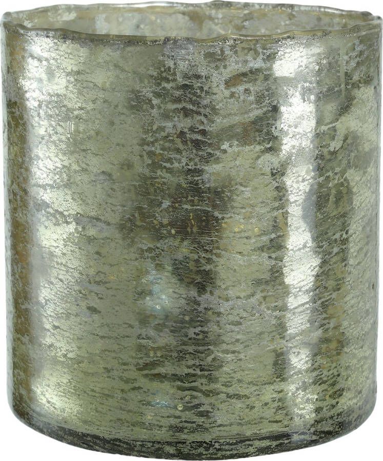 PTMD COLLECTION PTMD windlicht Jorrik theelicht champagneglas in groen goud maat L 15 x 15 x 16 cm