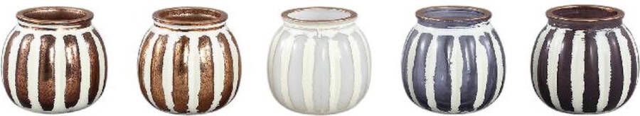 PTMD COLLECTION PTMD Windlicht Sherisse 8x8x7 cm Glas Wit Set van 5