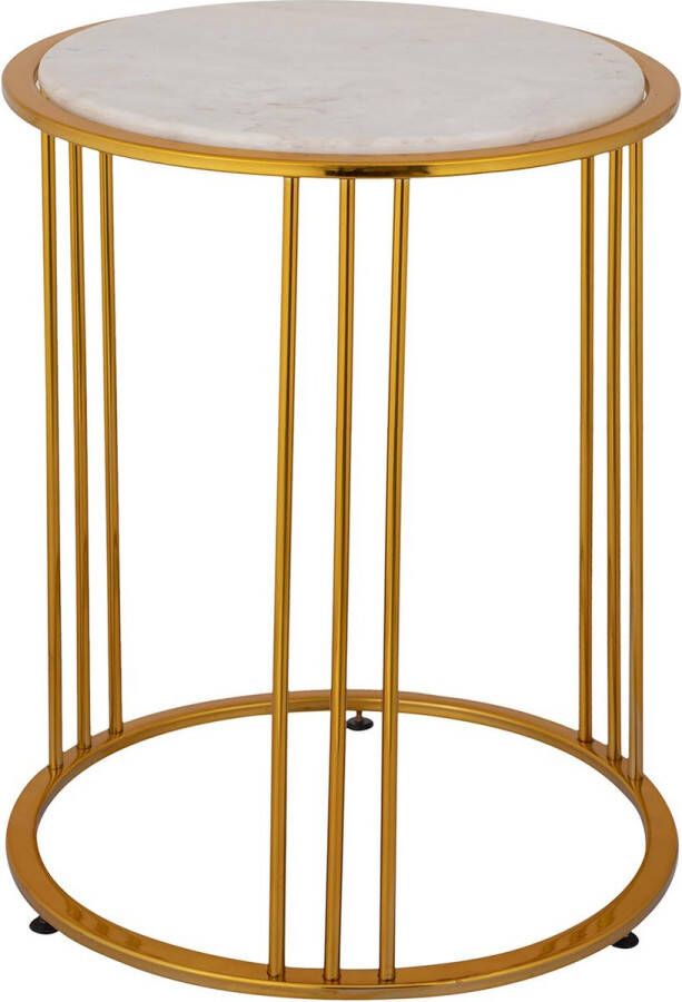 PTMD COLLECTION PTMD Xamm Gold Marble iron sidetable round