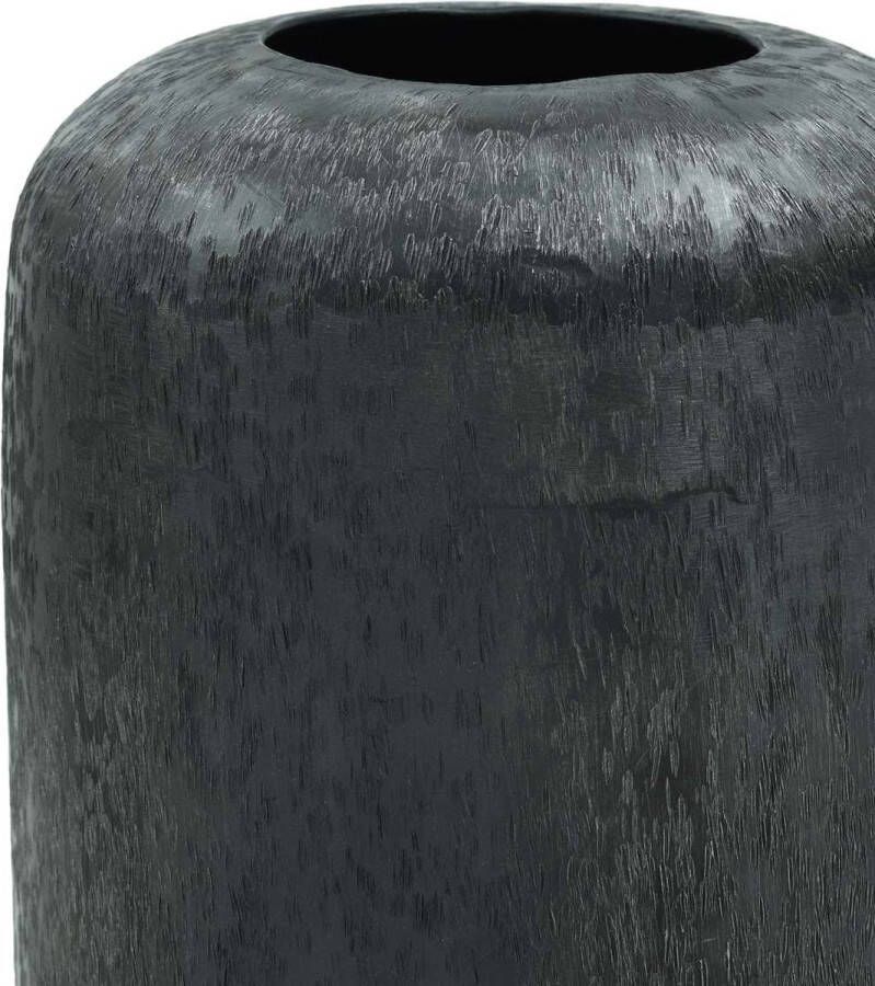 Ptmd Collection PTMD Zess Black brush alu sheet pillar pot high round S