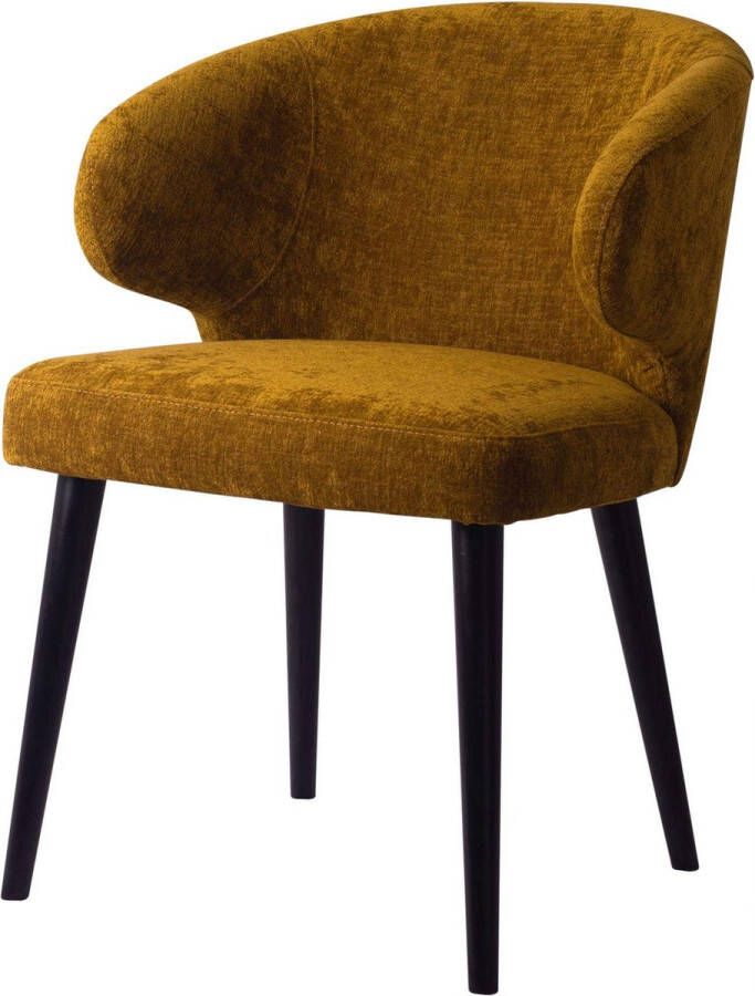 PTMD COLLECTION PTMD Fiori Yellow 6057 dining chair black wood legs