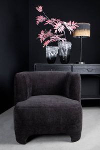 PTMD COLLECTION PTMD Damin Anthracite linen velvet look fauteuil