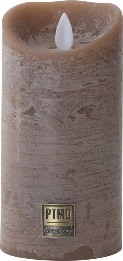 PTMD Led kaars LED Light Candle rustic brown moveable flame Medium Bruin