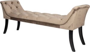 PTMD Nora Velours zandkleurig bed bankje 160 cm Nora Velvet Sand padded bed bench black wood legs
