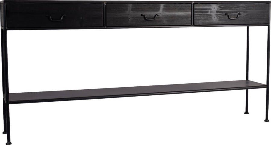 Ptmd Collection PTMD Ray Black wooden sidetable metal frame 3 drawers L