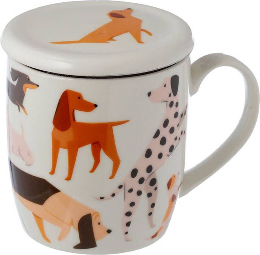 Puckator Barks Hond Porselein Mok met Thee Infuser & Deksel 350ml