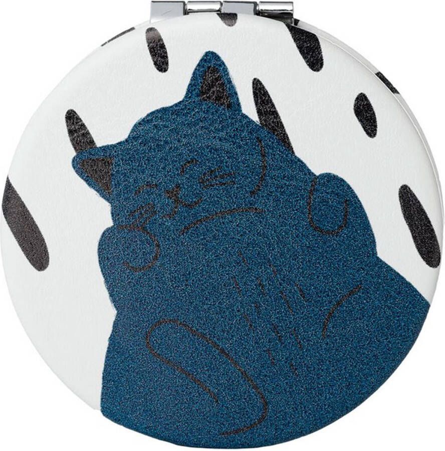 Puckator Compact Make Up Spiegeltje Slapende kat Donkerblauw 6cm