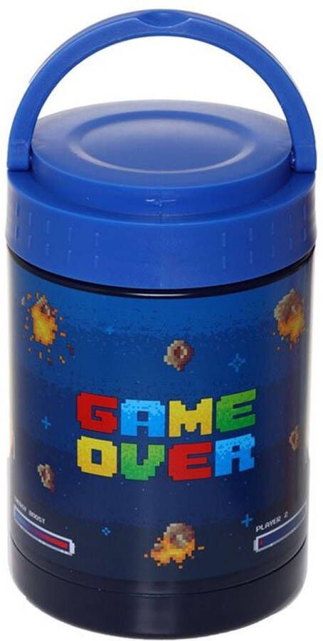 Puckator Game Over RVS Thermospot Lunchpot Snackpot warm en koud 500 ml