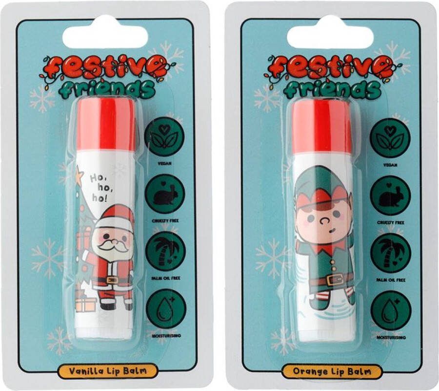 Puckator Lippenbalsem Kerst 2 sticks- 4.5g- Orange & Vanilla flavour