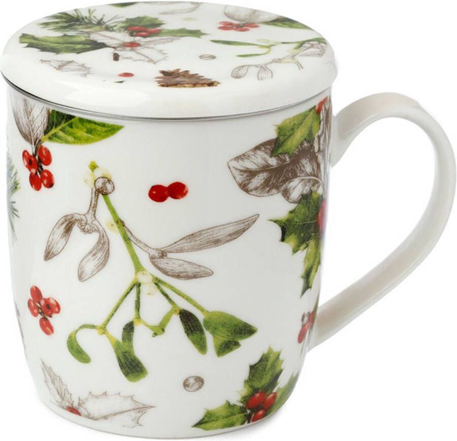 Puckator Mok met Thee Infuser & Deksel Winter Botanicals Porselein 10x12 5x9cm