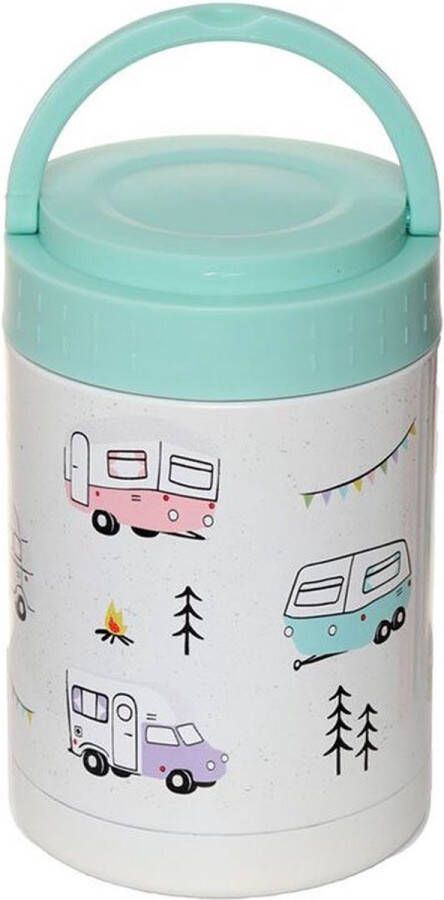 Puckator Wildwood Caravan RVS Thermospot Lunchpot Snackpot warm en koud 500 ml