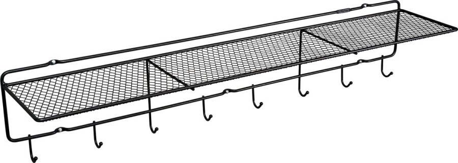 Puhlmann frame kapstok 7 mm staal COATRACK hoedenplank 8 haken 100 cm zwart