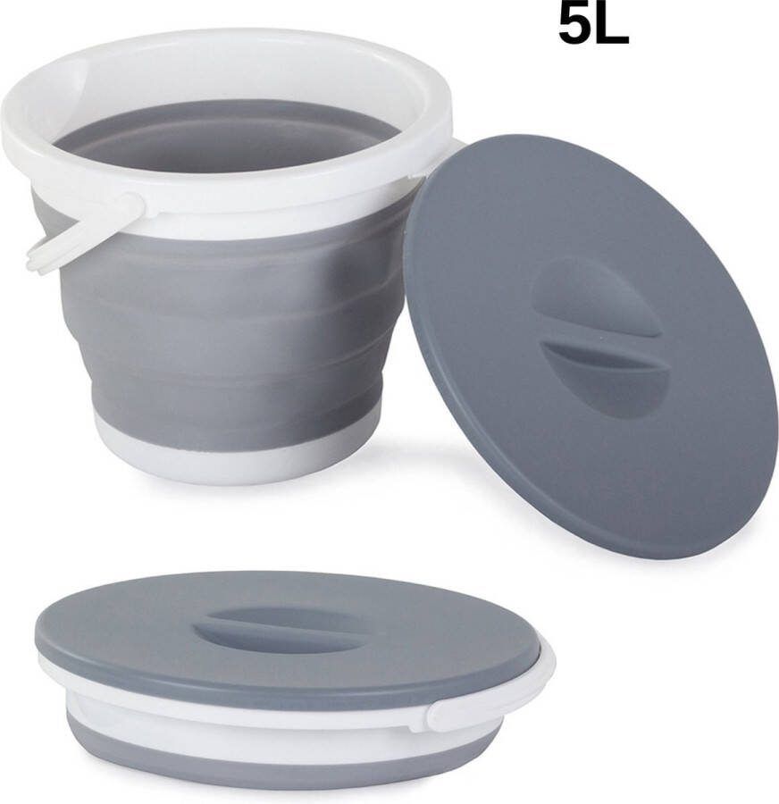 Puiquality Emmer Opvouwbaar Deksel 5 Liter Aflsuitbare Emmer Opvouwbare Schoonmaakemmer