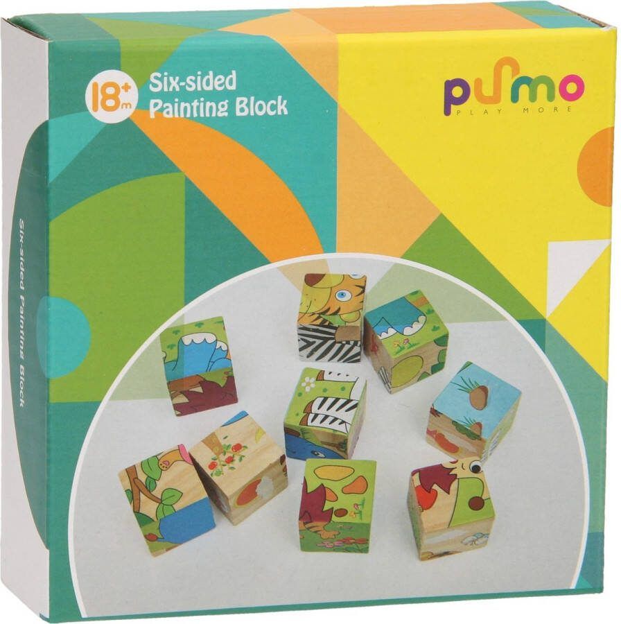 Pumo Houten Blokpuzzel Wilde dieren 9st