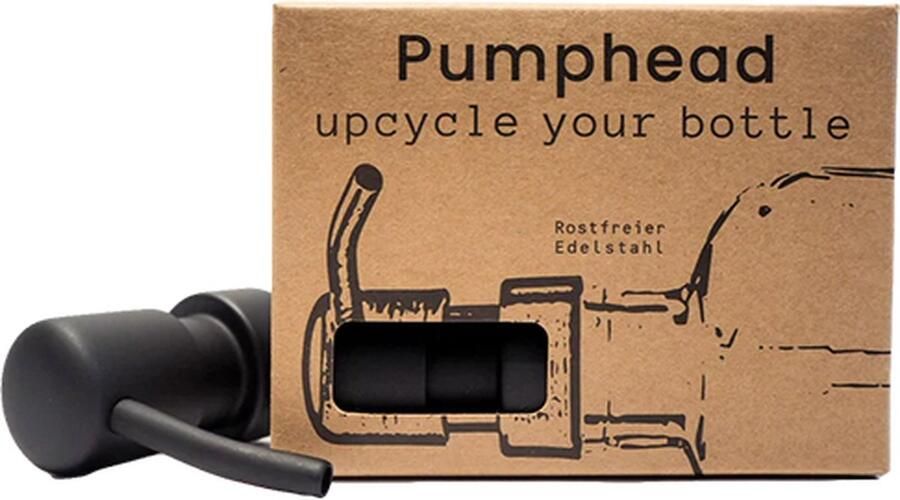 Pumphead Zwart Soap dispenser voor lege flessen gin whisky of rum fles Zeepdispenser