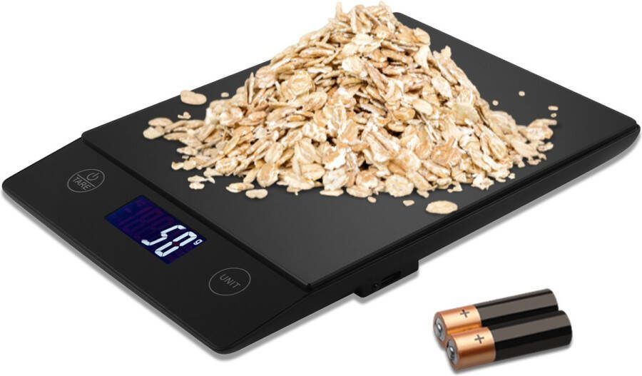 Pumpify Digitale Precisie Keukenweegschaal – Weegschaal Keuken – 1 gram tot 15 kg – Tarra Functie – Waterbestendig – Zwart