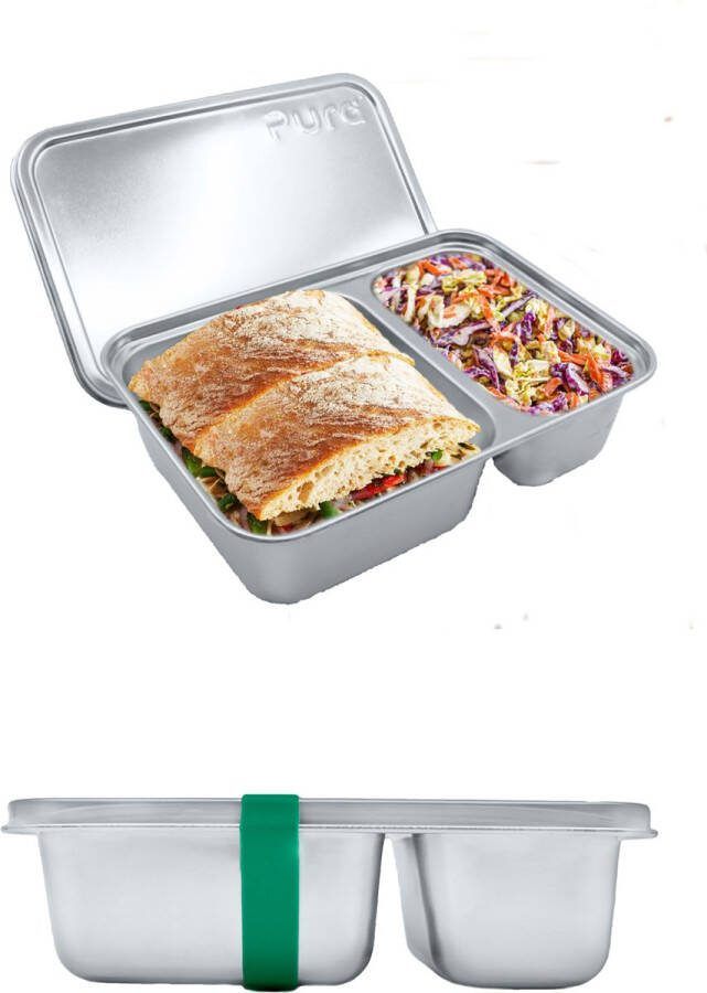 Pura Lunchbox Large inclusief silicone band RVS Plasticvrij