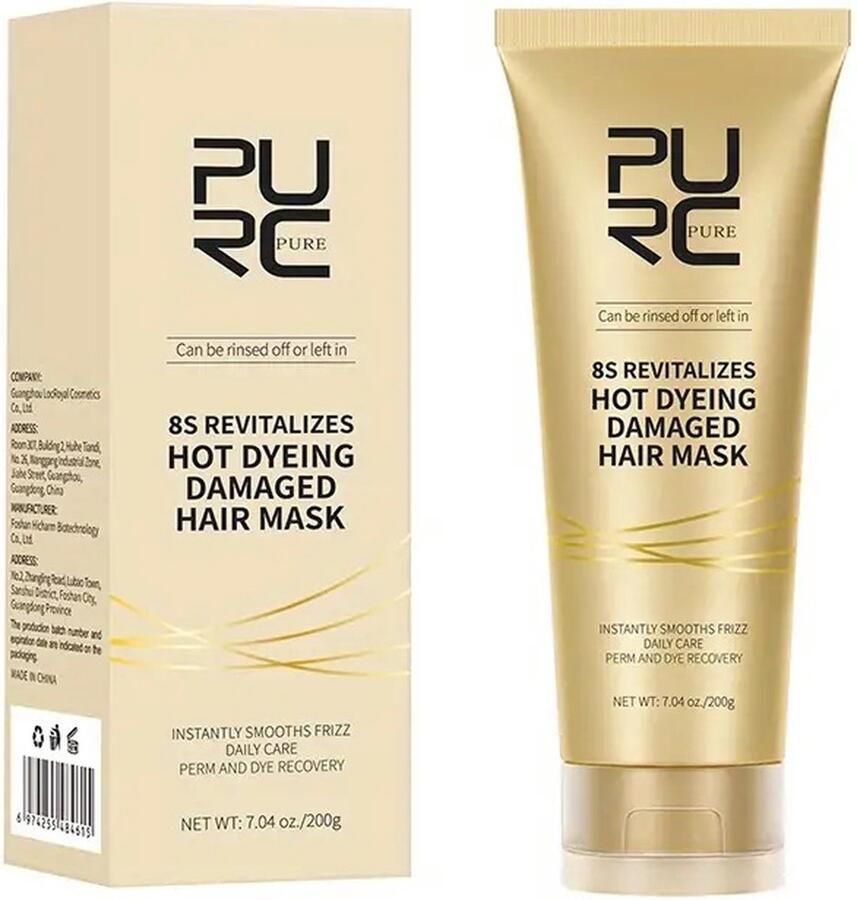 PURC Haarmasker 200 g Intensieve Herstelbehandeling voor Beschadigd Haar Voedt en Hydrateert Vermindert Pluizigheid Rijk aan Proteïnen voor Versterking