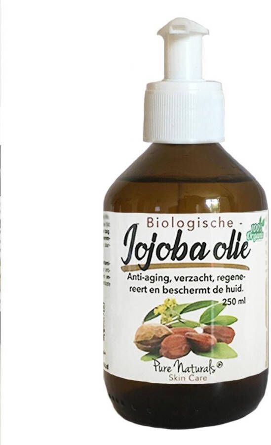 Pure Naturals Jojoba olie 250 ml Puur Biologisch Ongeraffineerd Koudgeperst Gezicht en Lichaam Dag en Nachtcrème Handcrème Bodylotion Voetencrème Haarmasker Massageolie Bio